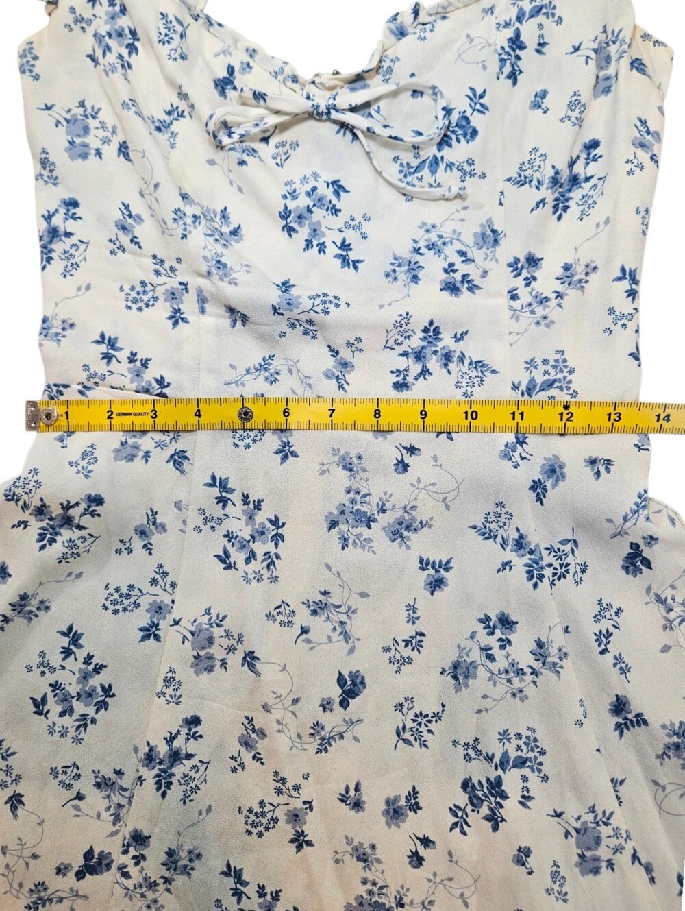 Reformation Cream Mini Dress with Blue Floral Print - Picture 7 of 9